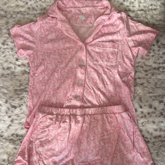 Roller Rabbit Pink Monkey Print Pajama Set - Picture 1 of 9